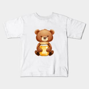 cute baby bear holding honey jar Kids T-Shirt